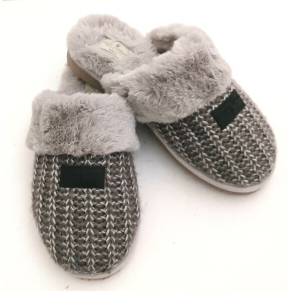 NEW Simply Southern Collection Scuff Slippers Gray Knit Soft Faux Fur 9M - Picture 13 of 13